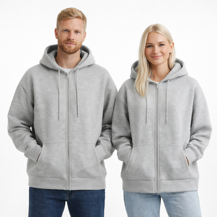 Unisex Hettegenser med Glidelås – Oversized Streetwear Hoodie med Doble Lommer | Varm & Trendy til Høst og Vinter