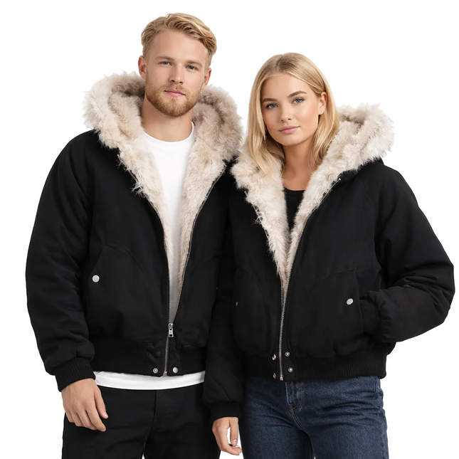 Y2K Unisex Skinnjakke med Fuskepelskrage – Retro Motorsykkeljakke | Varm, Løs & Streetwear-inspirert Stil