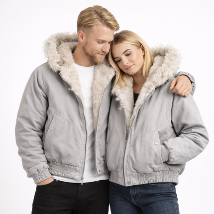 Y2K Unisex Skinnjakke med Fuskepelskrage – Retro Motorsykkeljakke | Varm, Løs & Streetwear-inspirert Stil