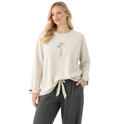 Kordfløyel-Pysjamas til Dame – Varmt Vintersett i Bomull, Løs Passform (Langermet) | Mykt Loungewear