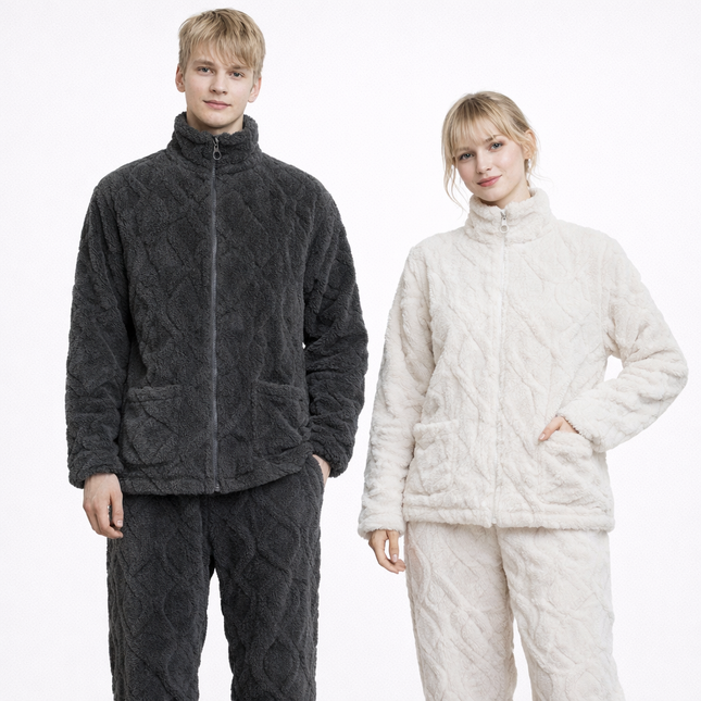 Matchende Par-Pysjamas i Varm Flanell – 2-delt Vintersett til Dame & Herre | Tykk Nattøy/Loungewear