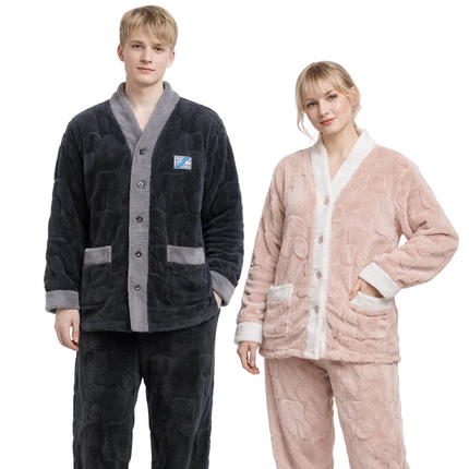 Matchende Par-Pysjamas i Varm Flanell – 2-delt Vintersett til Dame & Herre | Tykk Nattøy/Loungewear