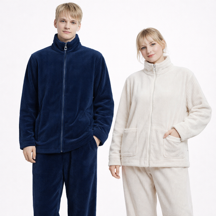 Matchende Par-Pysjamas i Varm Flanell – 2-delt Vintersett til Dame & Herre | Tykk Nattøy/Loungewear