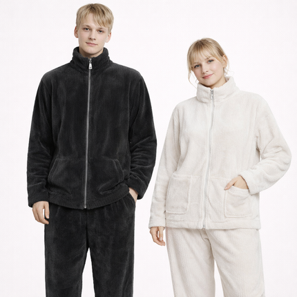 Matchende Par-Pysjamas i Varm Flanell – 2-delt Vintersett til Dame & Herre | Tykk Nattøy/Loungewear