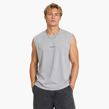 Tanktopp til Herre – Ermeløs Topp med Palmer og Teksttrykk