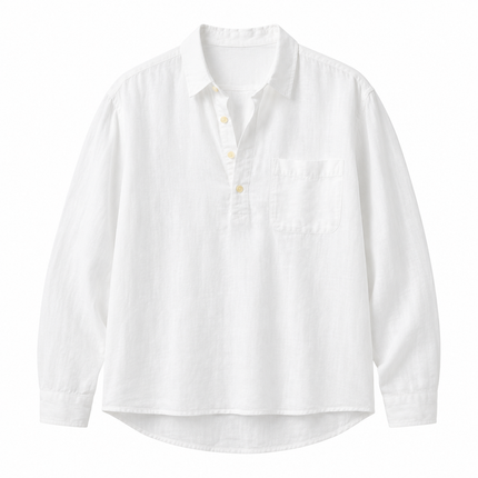 Linskjorte til Herre – Langermet Pullover med Firkantet Hals