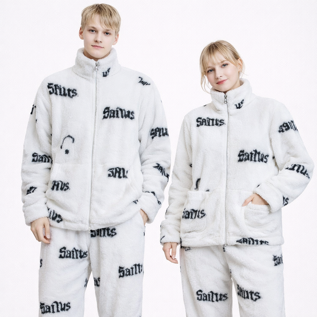 Matchende Par-Pysjamas i Varm Flanell – 2-delt Vintersett til Dame & Herre | Tykk Nattøy/Loungewear