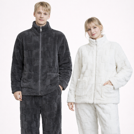 Matchende Par-Pysjamas i Varm Flanell – 2-delt Vintersett til Dame & Herre | Tykk Nattøy/Loungewear