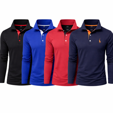 Langes Piqué-Skjort für Herren – erweitert mit Brodert-Hjort, perfekt für Männer und Business-Casual