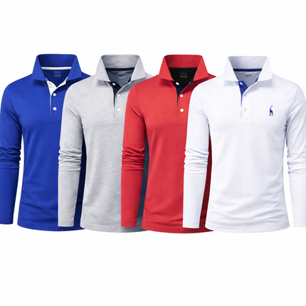 Langes Piqué-Skjort für Herren – erweitert mit Brodert-Hjort, perfekt für Männer und Business-Casual