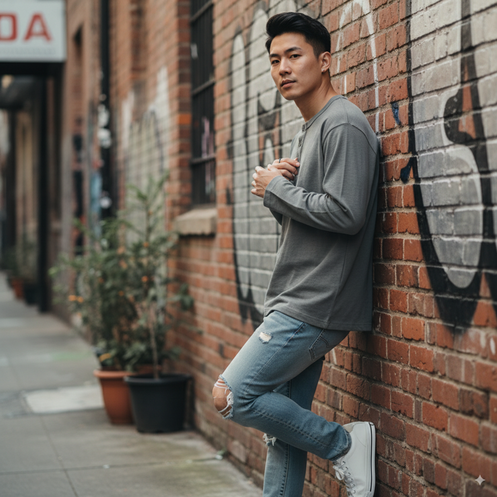 T-skjorte til Herre – 100% Bomull, Heavyweight 320g, Langermet