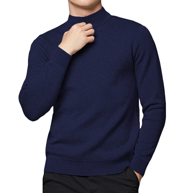 Herre Genser med Høy Hals – Slim Fit Strikkegenser i Bomull | Elegant Turtleneck for Høst og Vinter