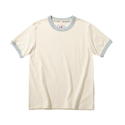 Unisex T-skjorte i Bomull med Kontrastkrage – Casual Sommertopp for Par
