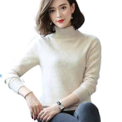 Damegenser i 100% Kasjmir & Mink – Tykk, Varm & Eksklusiv Strikkegenser med Høy Hals | Plus Size