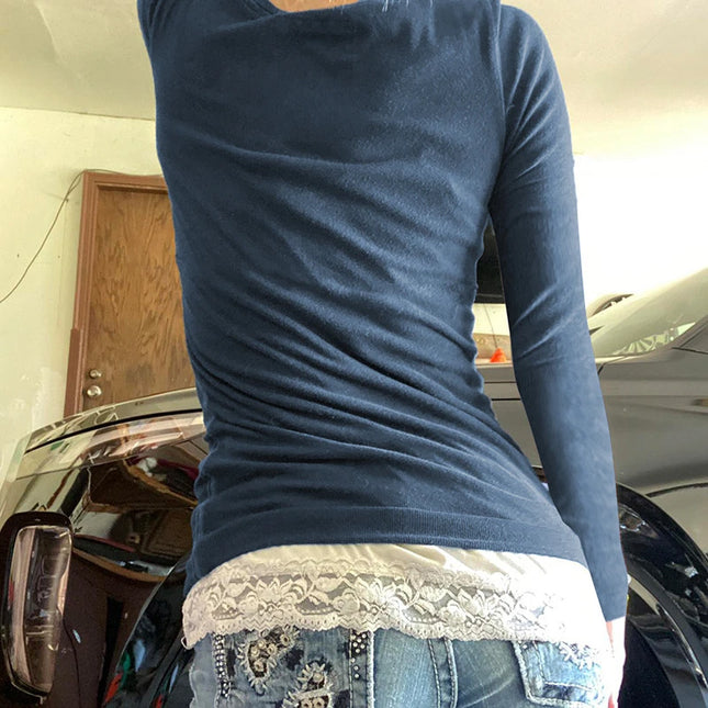 Vintage Blondetopp for Dame – Bomull, Patchwork & Knapper | Retro Y2K & Koreansk Inspirert Stil