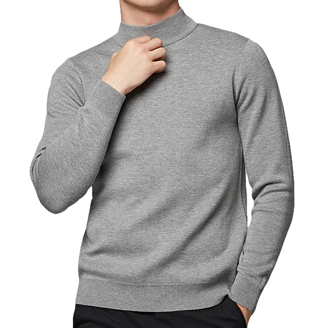 Herre Genser med Høy Hals – Slim Fit Strikkegenser i Bomull | Elegant Turtleneck for Høst og Vinter