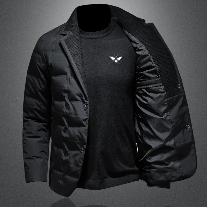 Herre Dunjakke i Blazer-stil – 90% Hvit Andedun | Tykk & Varm Vinterjakke 2024