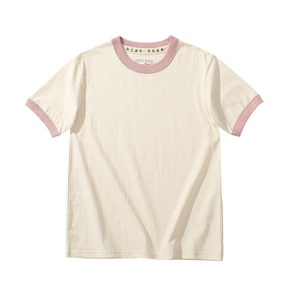 Unisex T-skjorte i Bomull med Kontrastkrage – Casual Sommertopp for Par