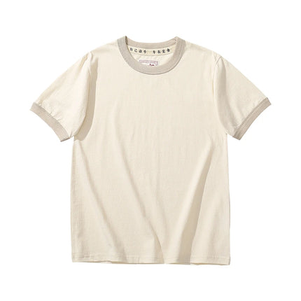 Unisex T-skjorte i Bomull med Kontrastkrage – Casual Sommertopp for Par