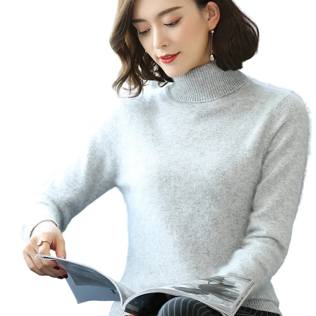 Damegenser i 100% Kasjmir & Mink – Tykk, Varm & Eksklusiv Strikkegenser med Høy Hals | Plus Size