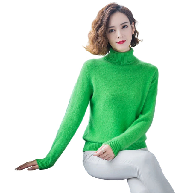 Damegenser i 100% Kasjmir & Mink – Tykk, Varm & Eksklusiv Strikkegenser med Høy Hals | Plus Size