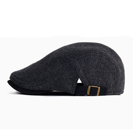 Vintage Sixpence-lue i Ull – Varm, Justerbar og Klassisk for Menn (Store Størrelser)