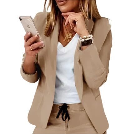 To-delt Damesett – Enkel og Elegant Blazer og Bukse med Krage og Knapper (Høst/Vår)