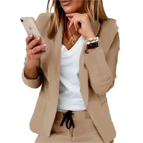 To-delt Damesett – Enkel og Elegant Blazer og Bukse med Krage og Knapper (Høst/Vår)