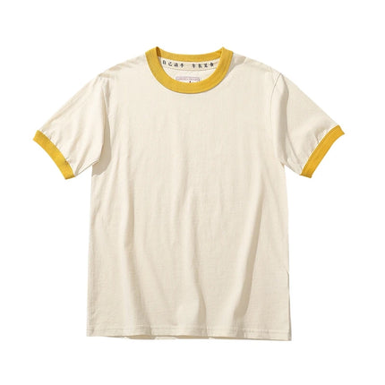 Unisex T-skjorte i Bomull med Kontrastkrage – Casual Sommertopp for Par