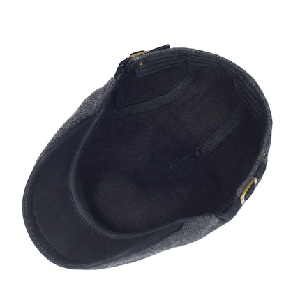 Vintage Sixpence-lue i Ull – Varm, Justerbar og Klassisk for Menn (Store Størrelser)