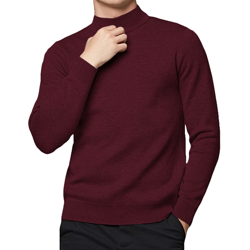 Herre Genser med Høy Hals – Slim Fit Strikkegenser i Bomull | Elegant Turtleneck for Høst og Vinter