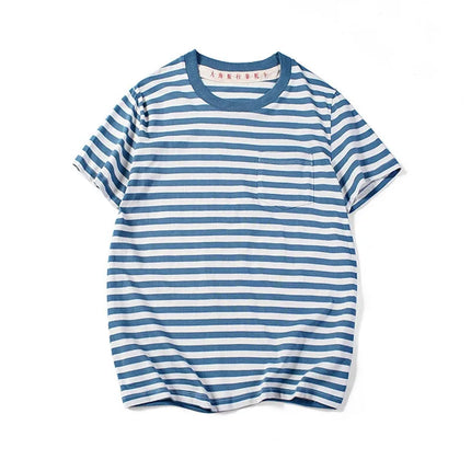 Blåstripet oversized T-skjorte i bomull med retrostil