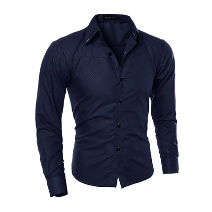 Klassisk Rutete Herreskjorte – Slim Fit Langermet Skjorte i Kongeblå | Tidløs og Komfortabel Skjorte i Store Størrelser (2025)