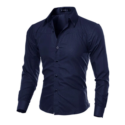 Klassisk Rutete Herreskjorte – Slim Fit Langermet Skjorte i Kongeblå | Tidløs og Komfortabel Skjorte i Store Størrelser (2025)