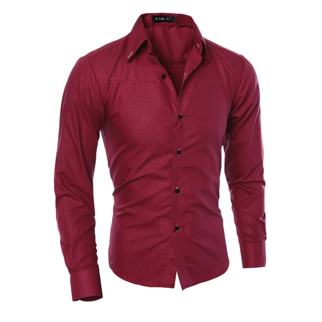 Klassisk Rutete Herreskjorte – Slim Fit Langermet Skjorte i Kongeblå | Tidløs og Komfortabel Skjorte i Store Størrelser (2025)