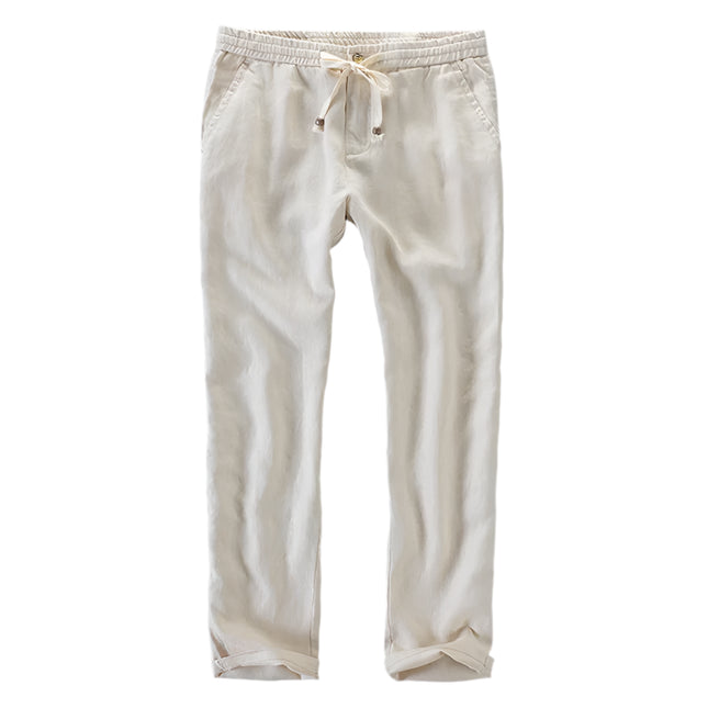 100 % Italienske Linbukser for Menn – Løse og Komfortable med Elastisk Liv | Plus Size Tilgjengelig