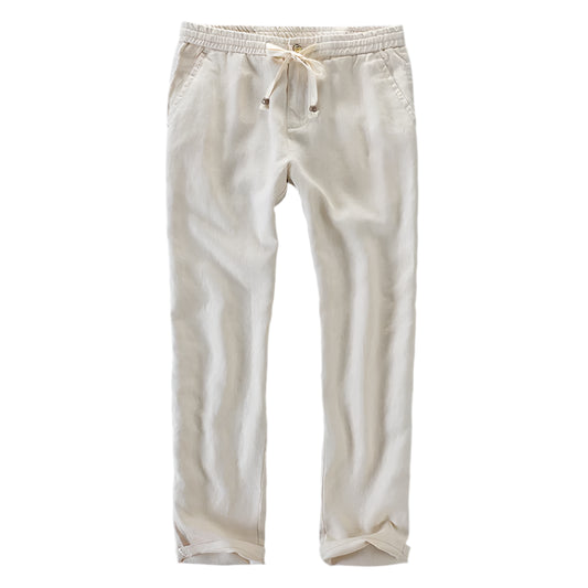 100 % Italienske Linbukser for Menn – Løse og Komfortable med Elastisk Liv | Plus Size Tilgjengelig