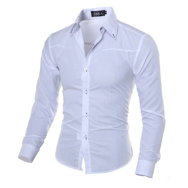 Klassisk Rutete Herreskjorte – Slim Fit Langermet Skjorte i Kongeblå | Tidløs og Komfortabel Skjorte i Store Størrelser (2025)