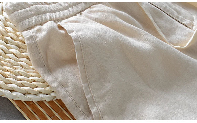 100 % Italienske Linbukser for Menn – Løse og Komfortable med Elastisk Liv | Plus Size Tilgjengelig