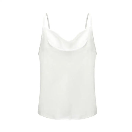 Hvit Satin Camitopp til Dame – Silkemyk Sommer Singlet med Stropper