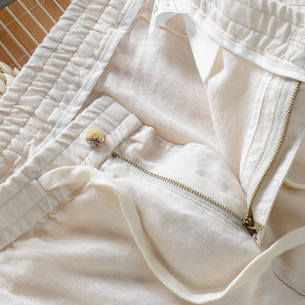 100 % Italienske Linbukser for Menn – Løse og Komfortable med Elastisk Liv | Plus Size Tilgjengelig