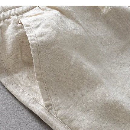 100 % Italienske Linbukser for Menn – Løse og Komfortable med Elastisk Liv | Plus Size Tilgjengelig