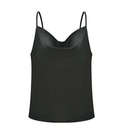 Hvit Satin Camitopp til Dame – Silkemyk Sommer Singlet med Stropper