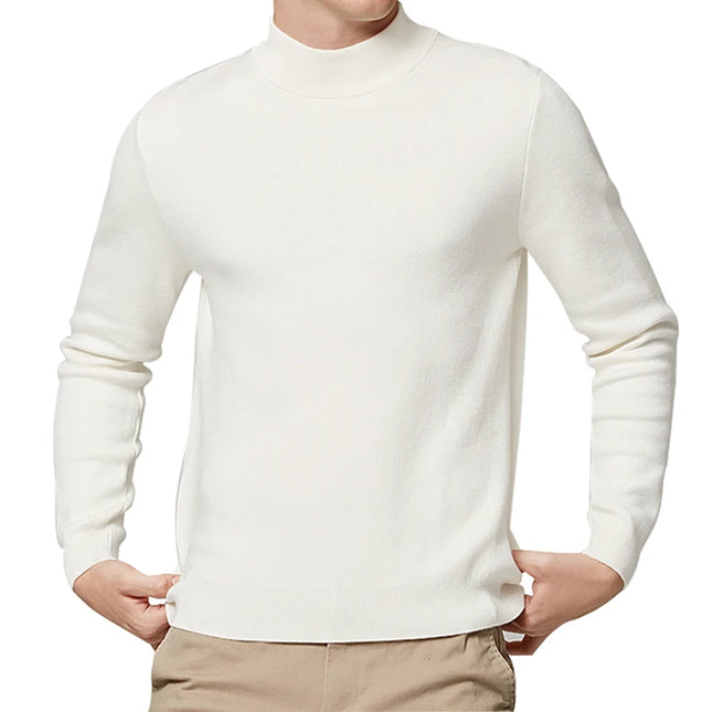 Herre Genser med Høy Hals – Slim Fit Strikkegenser i Bomull | Elegant Turtleneck for Høst og Vinter
