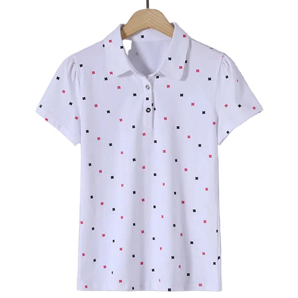 Kortermet Bomullsskjorte til Dame – Slim Fit Sommertopp med Print