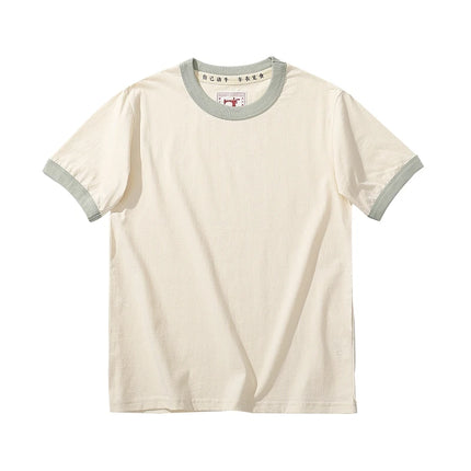 Unisex T-skjorte i Bomull med Kontrastkrage – Casual Sommertopp for Par