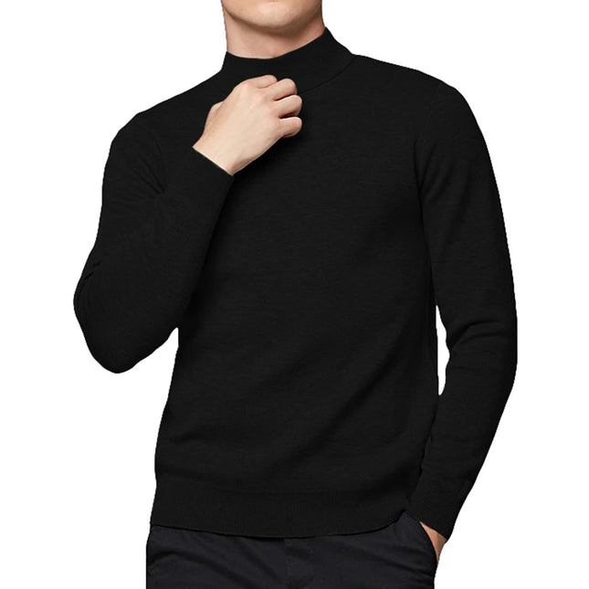 Herre Genser med Høy Hals – Slim Fit Strikkegenser i Bomull | Elegant Turtleneck for Høst og Vinter