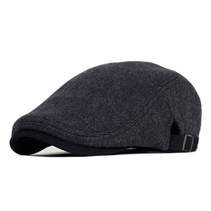 Vintage Sixpence-lue i Ull – Varm, Justerbar og Klassisk for Menn (Store Størrelser)