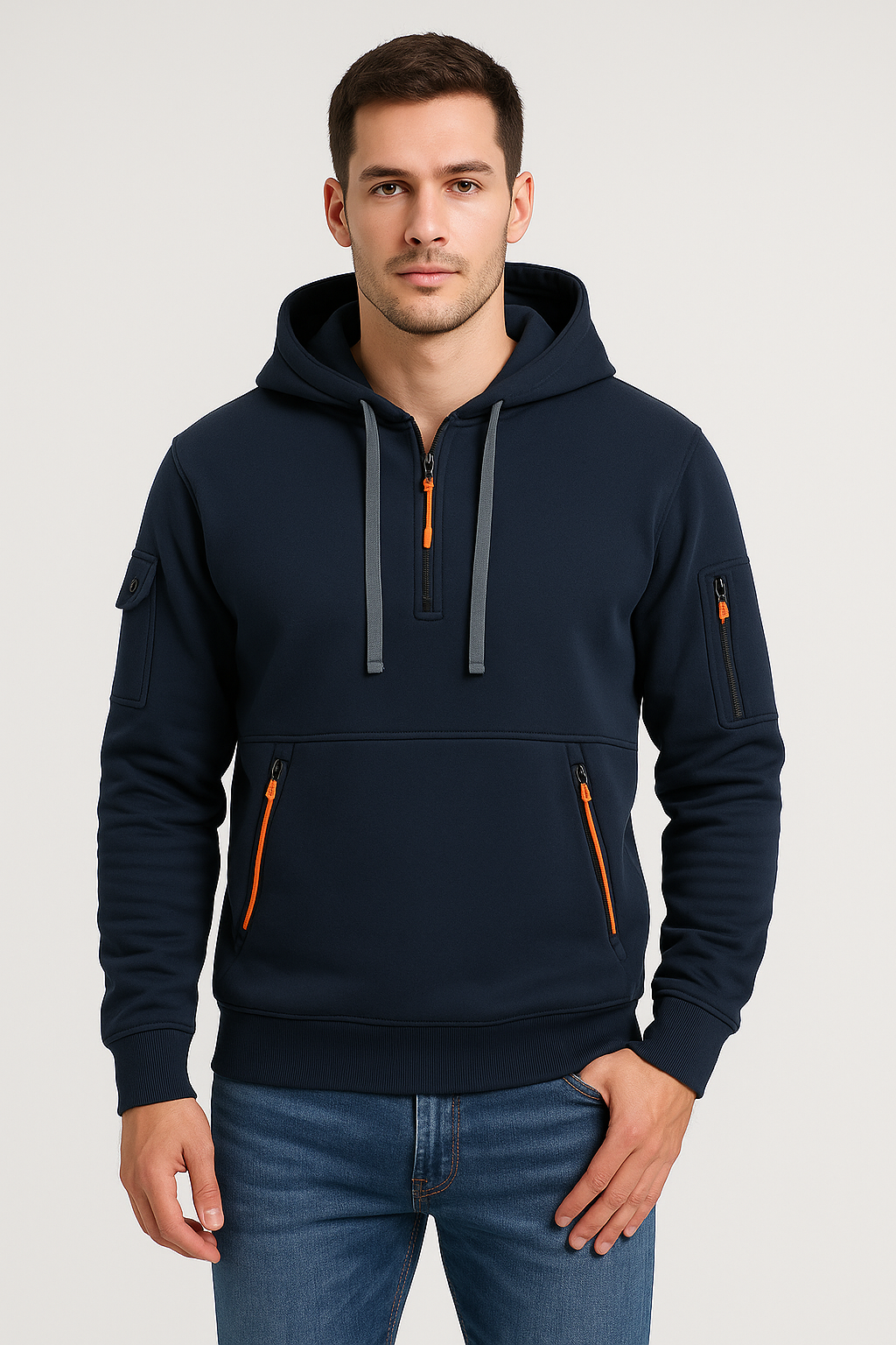 Herre Hettegenser med Glidelås – Vinterklar, Streetwear Stil med Flere – Linjé