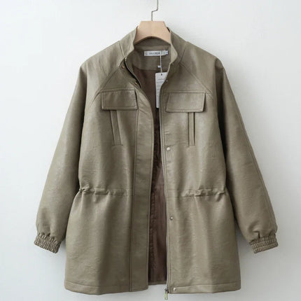 Kunstskinnjakke for Dame – Justerbar Midje & Elegant Design | Trendy Høstjakke 2025